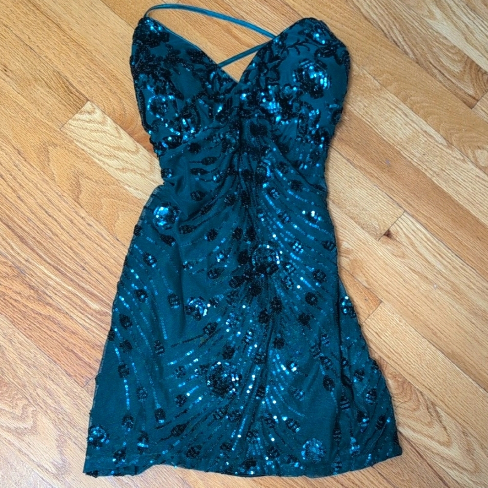Lulus Elegant Teal Sequin Dress